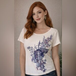 SOMA Cream Cap Sleeve Tee